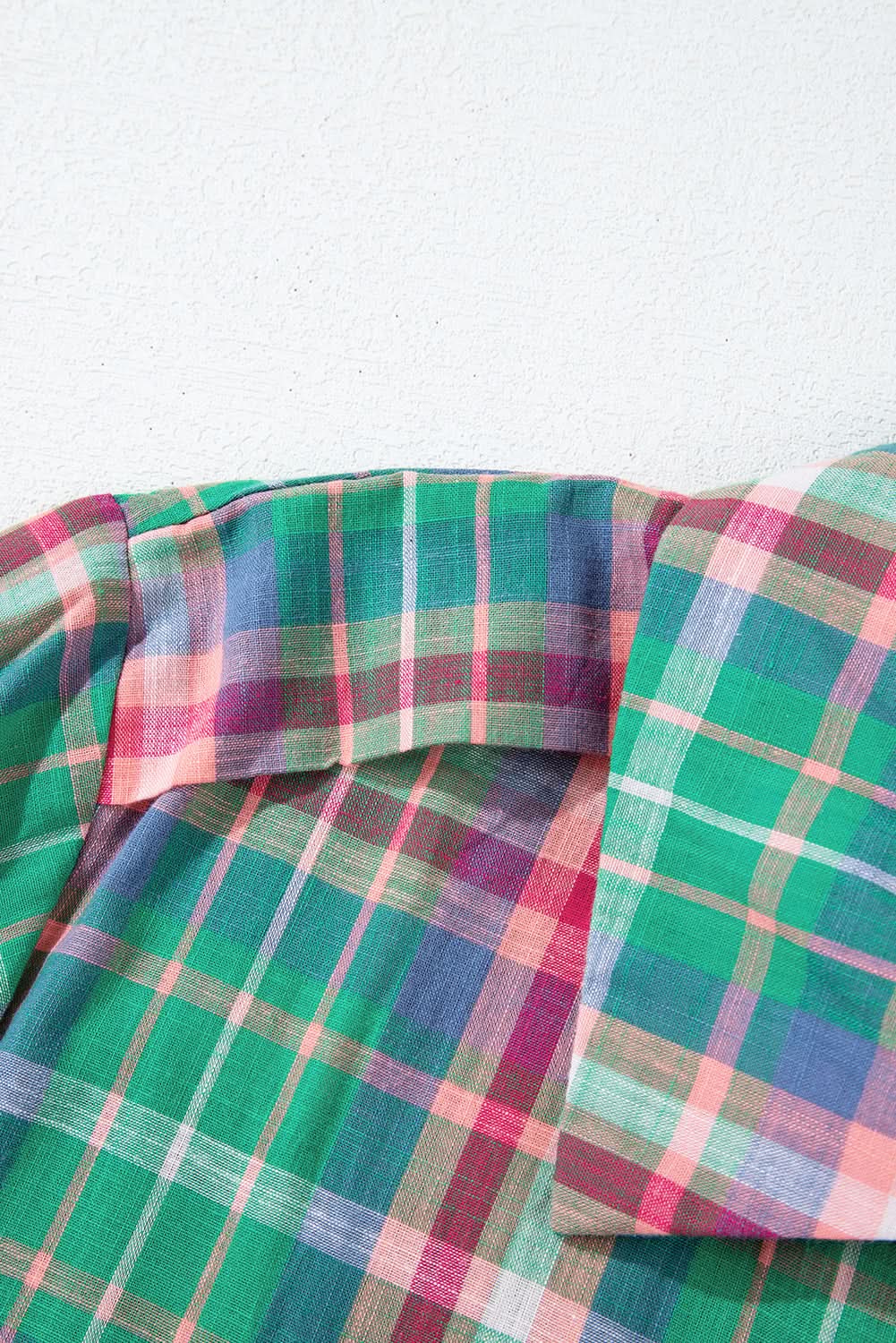 Casual green plaid shirt, 3/4 sleeve - Love Salve