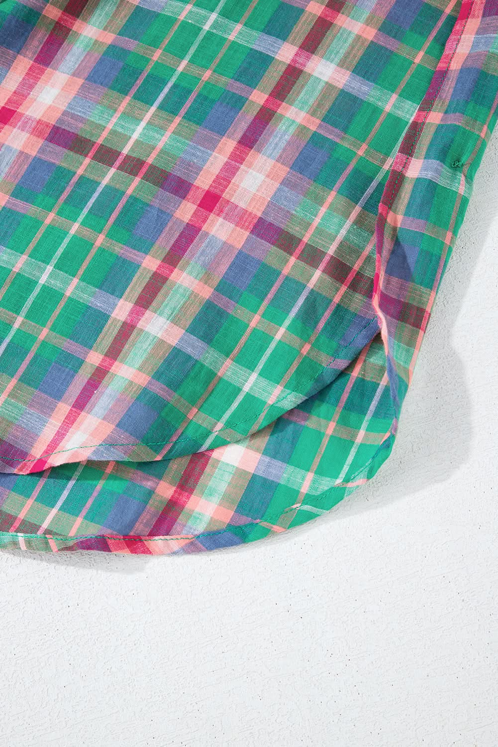 Casual green plaid shirt, 3/4 sleeve - Love Salve