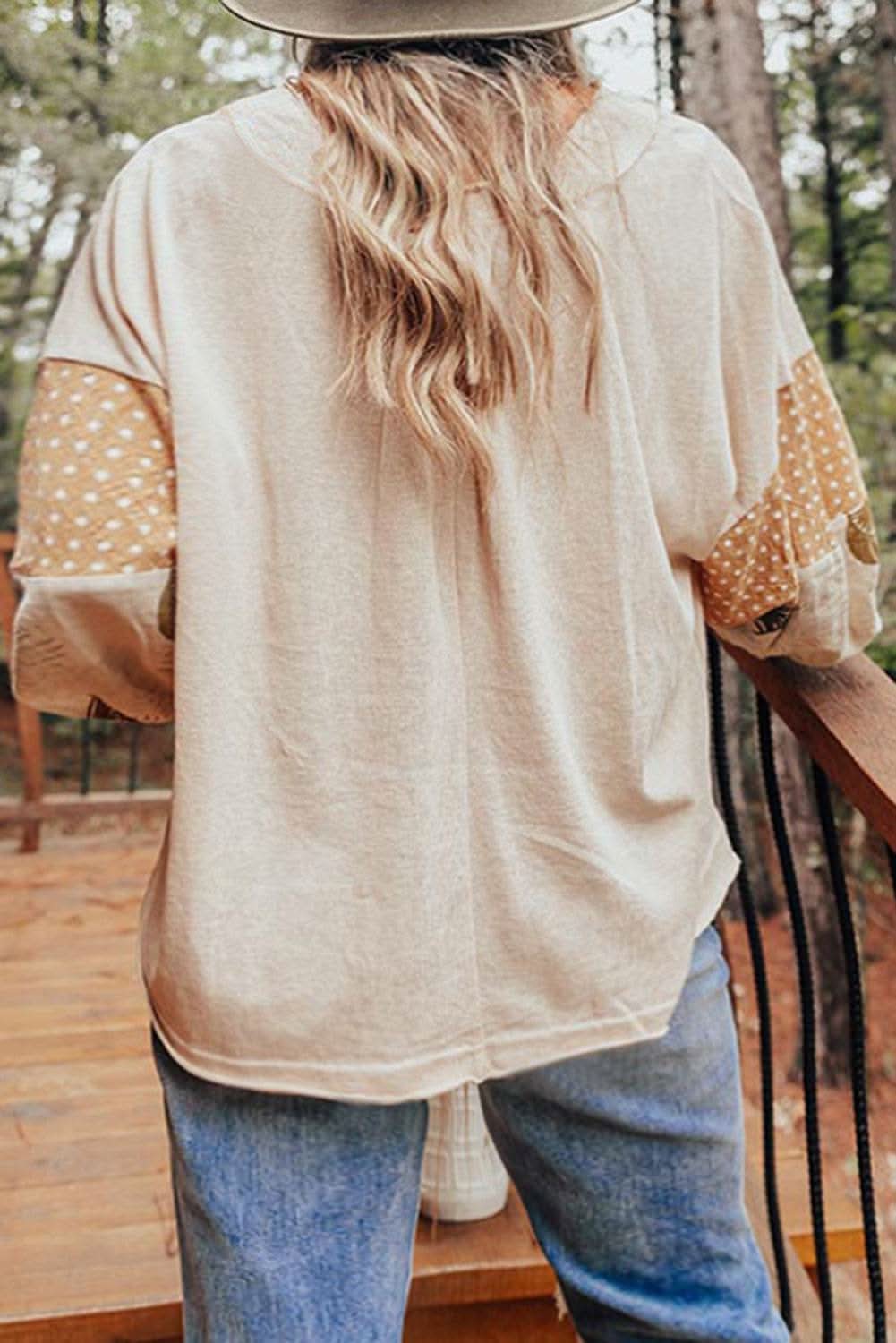 Chic palm print blouse with puff sleeves - Love Salve
