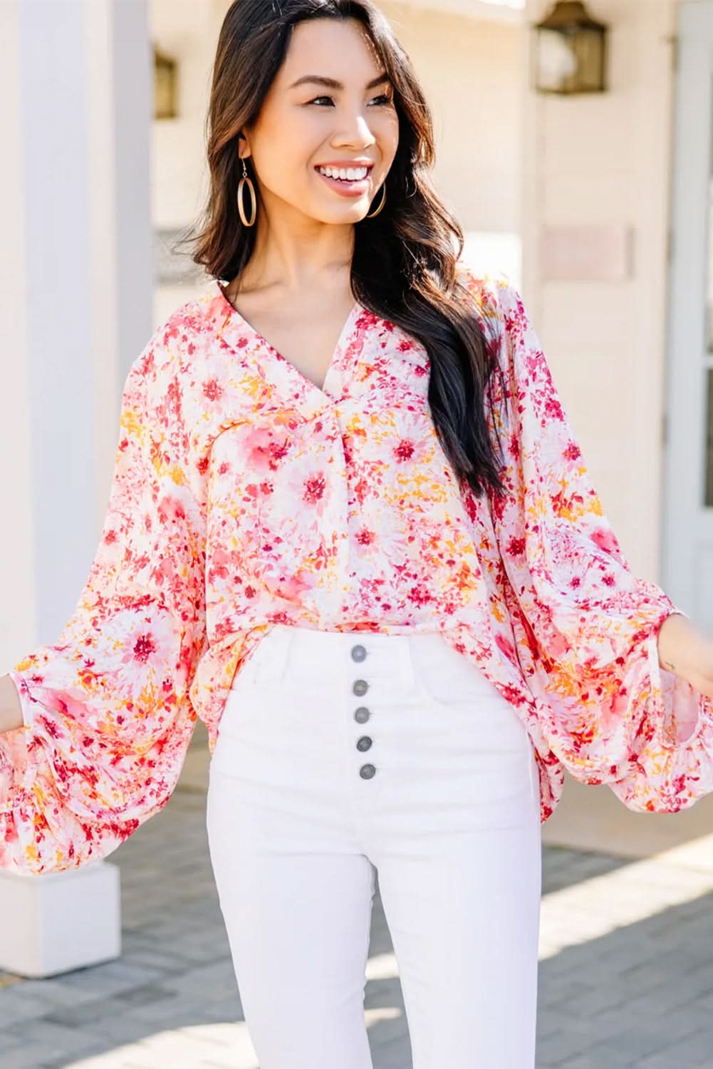 Charming pink floral blouse - Love Salve