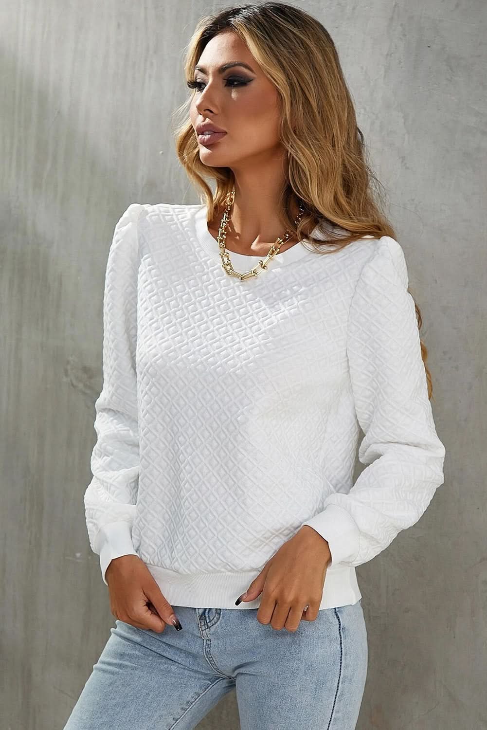 Elegant white puff sleeve top - Love Salve