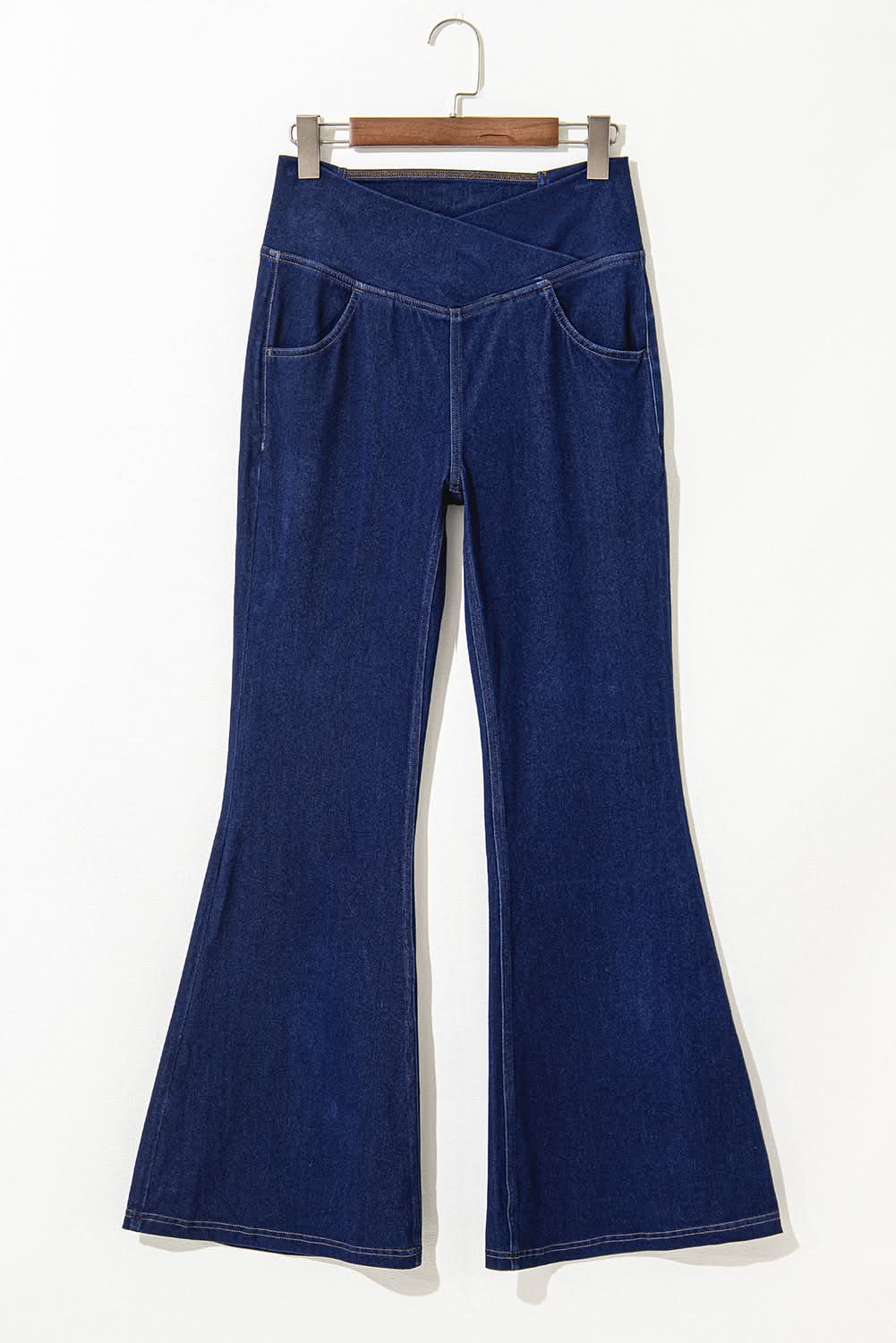 Dusk blue flare jeans with crossed waist - Love Salve