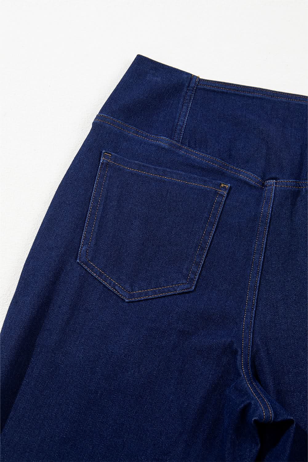 Dusk blue flare jeans with crossed waist - Love Salve