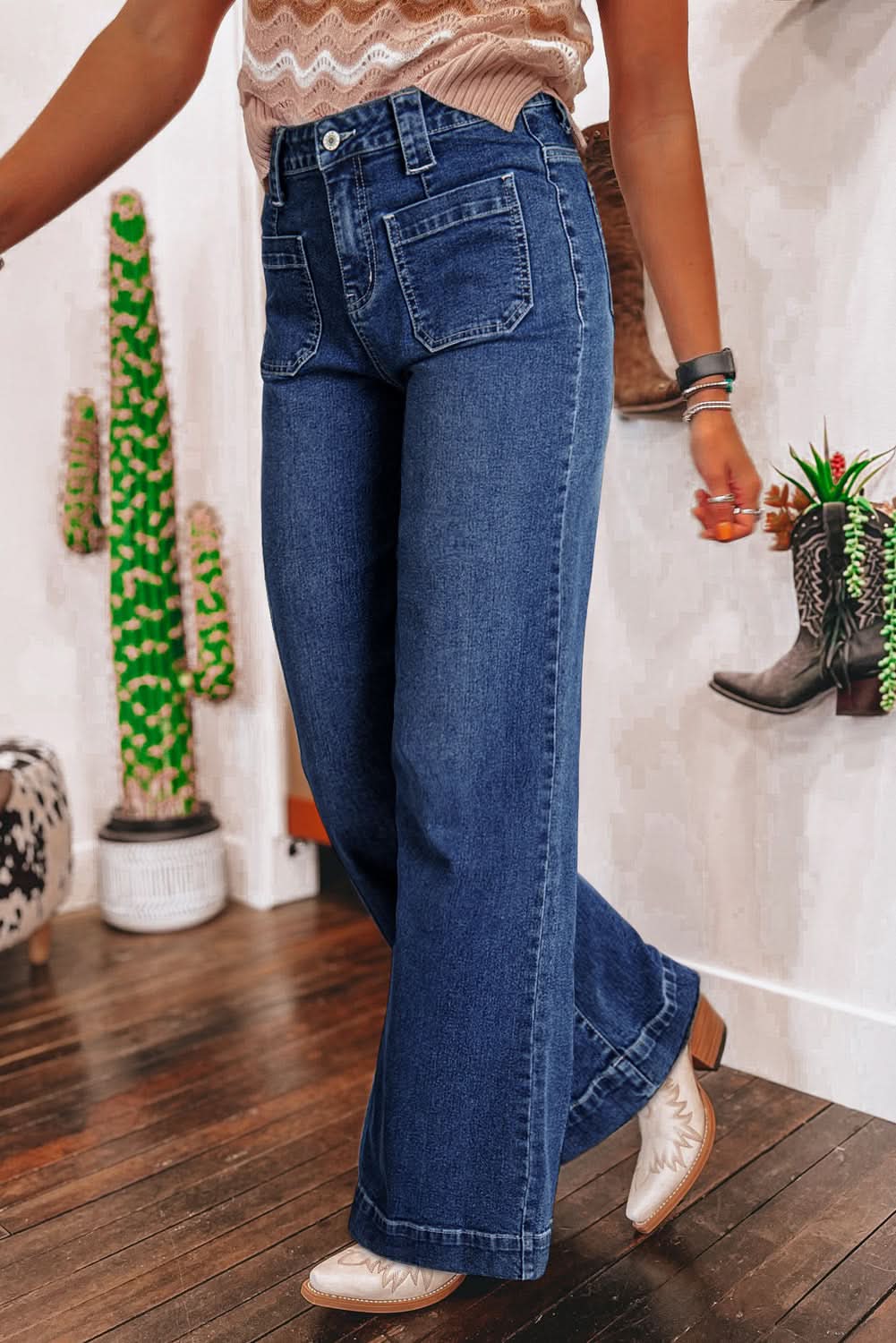 Sail blue high-waisted jeans - Love Salve