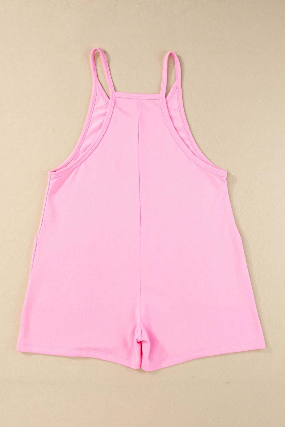 Pink Sleeveless Pocketed V Neck Jersey Romper - Love Salve
