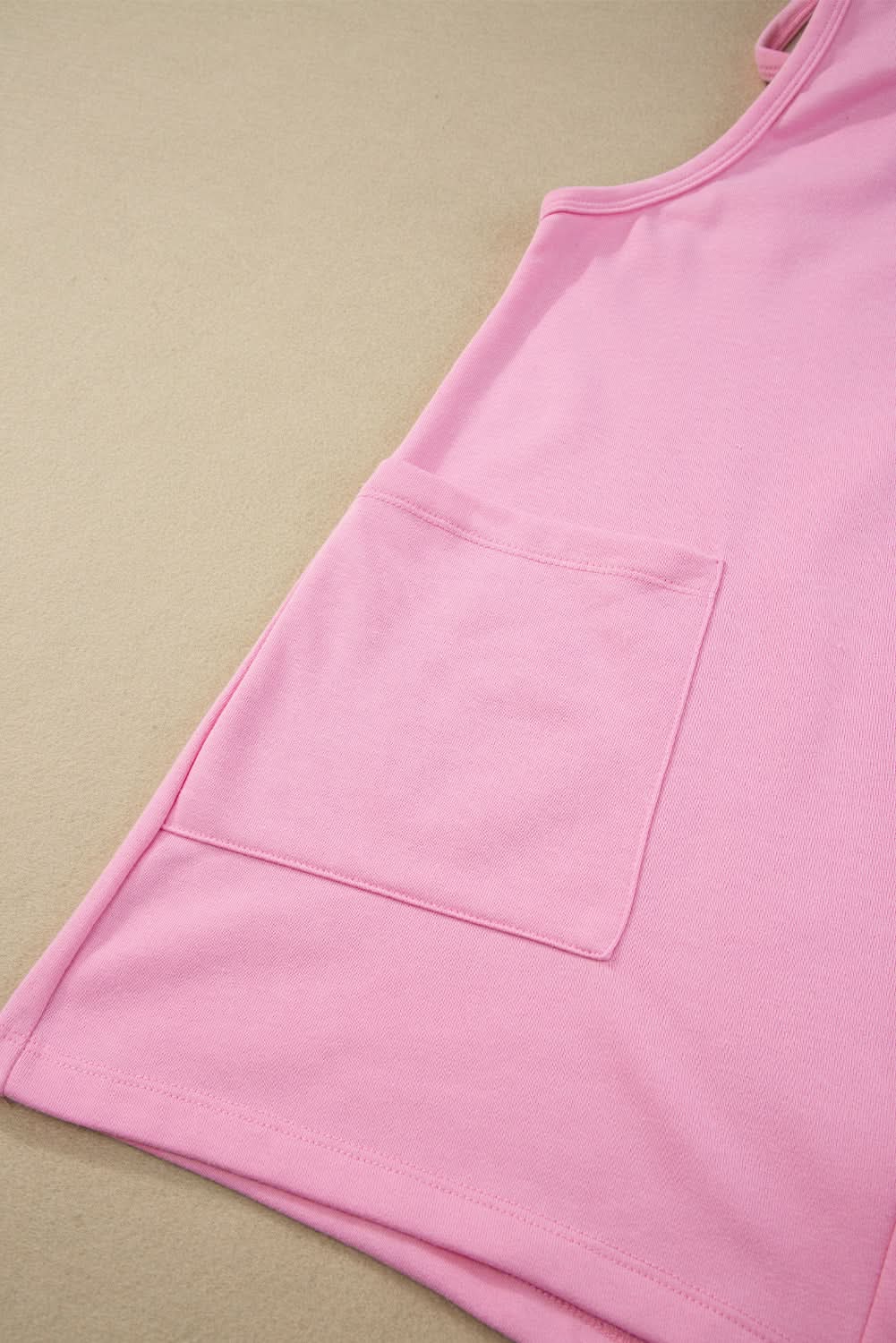 Pink Sleeveless Pocketed V Neck Jersey Romper - Love Salve