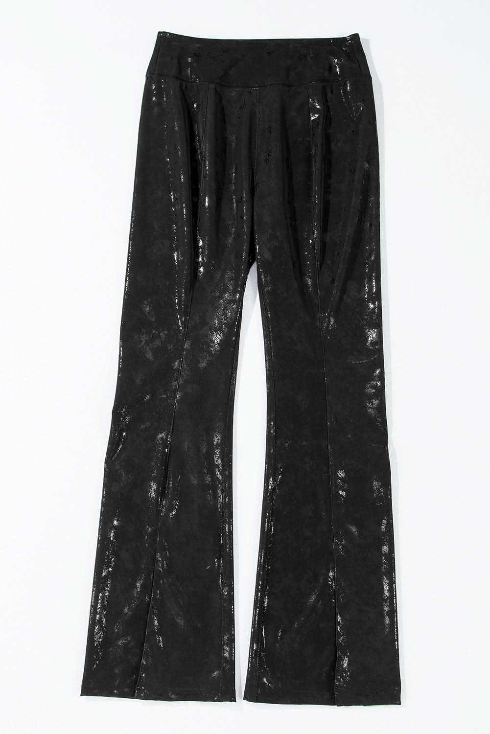 Trendy black high-waisted leggings with splits - Love Salve