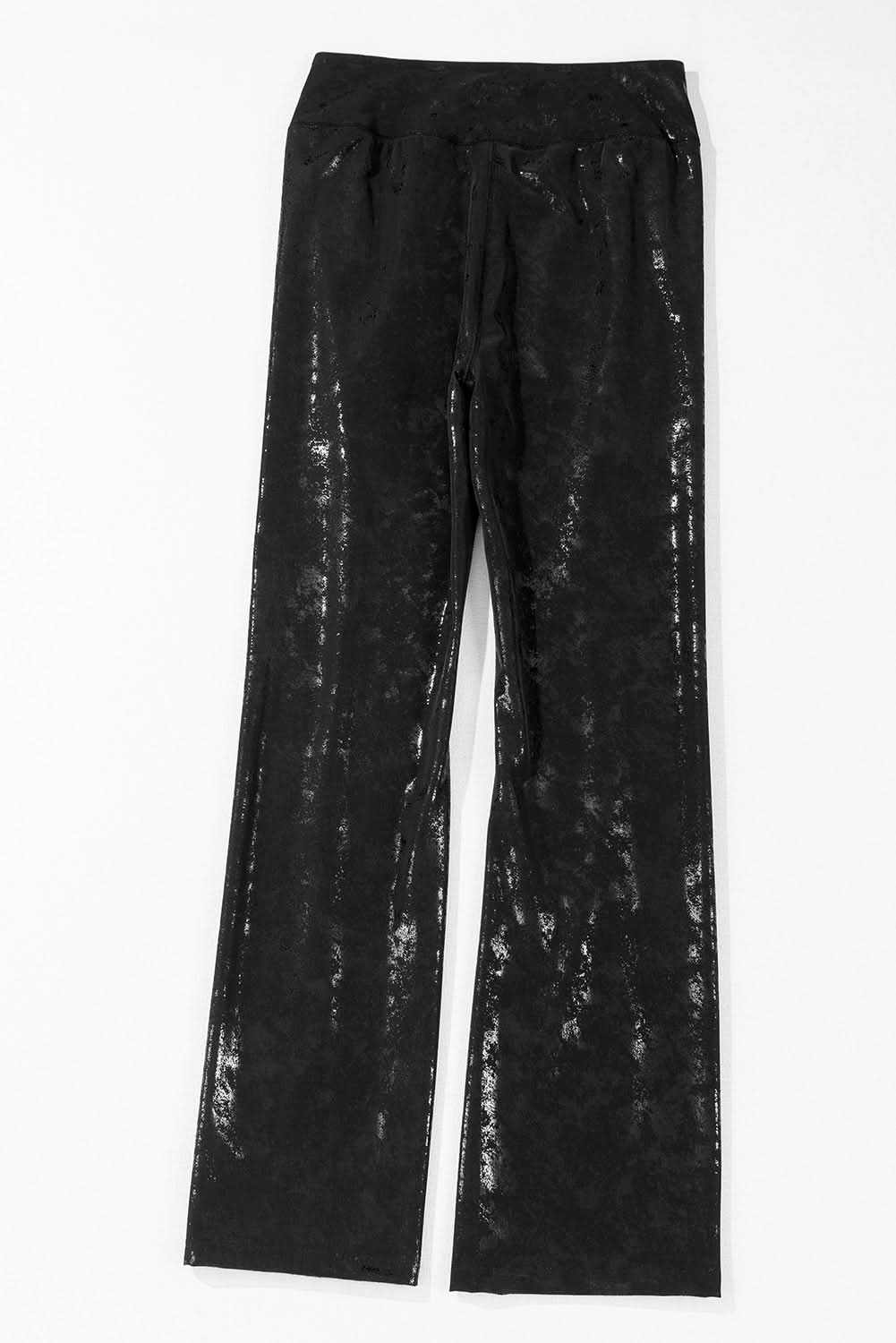 Trendy black high-waisted leggings with splits - Love Salve