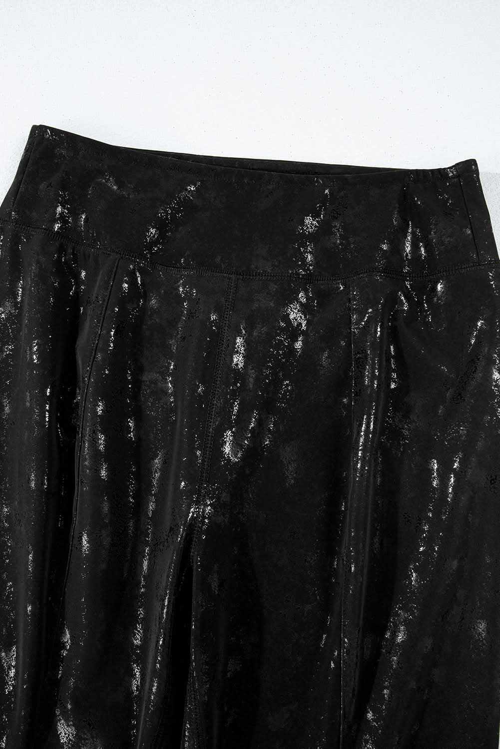 Trendy black high-waisted leggings with splits - Love Salve