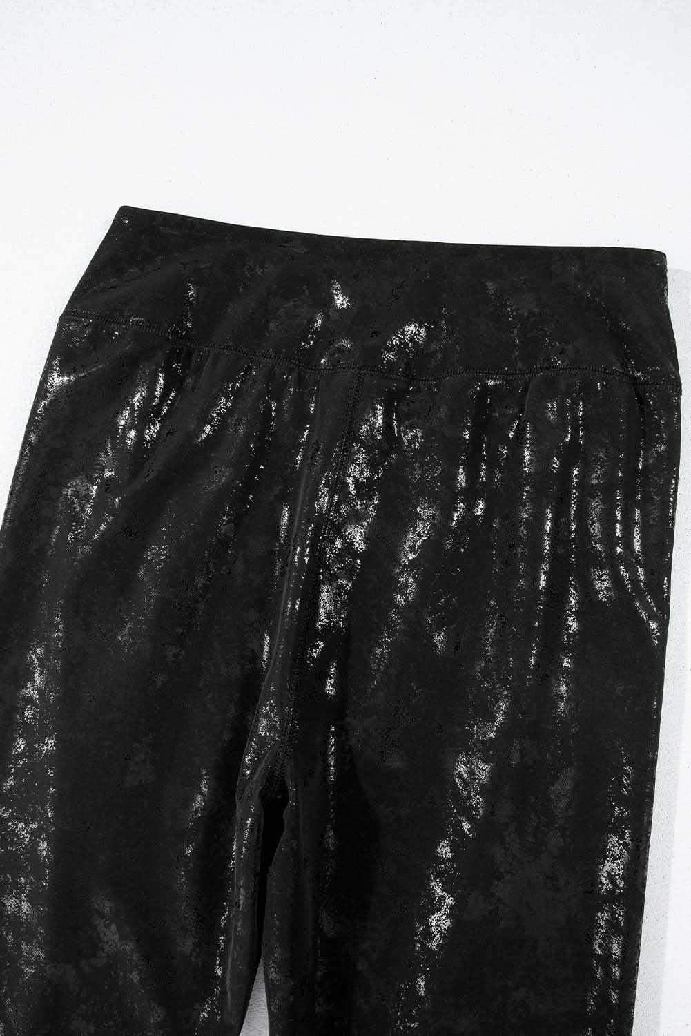 Trendy black high-waisted leggings with splits - Love Salve