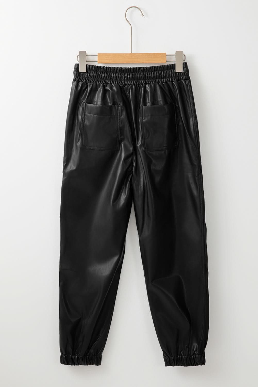 Chic black faux leather joggers - Love Salve