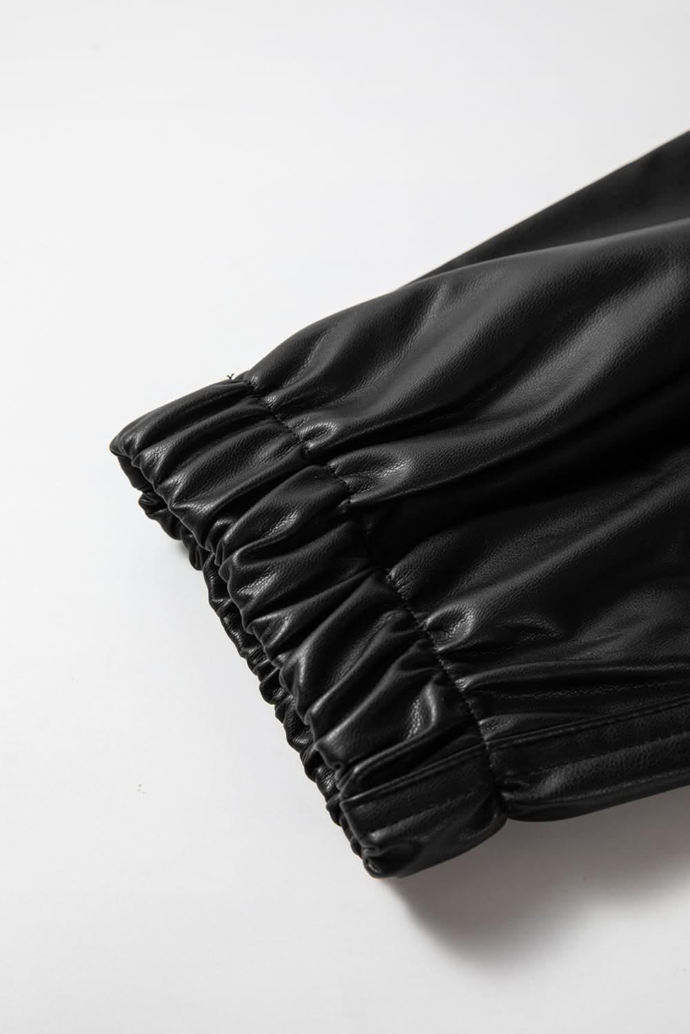 Chic black faux leather joggers - Love Salve
