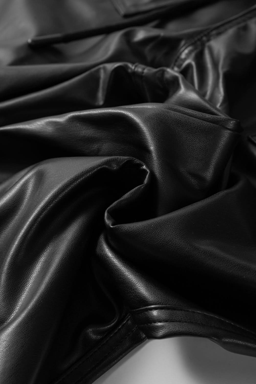 Chic black faux leather joggers - Love Salve