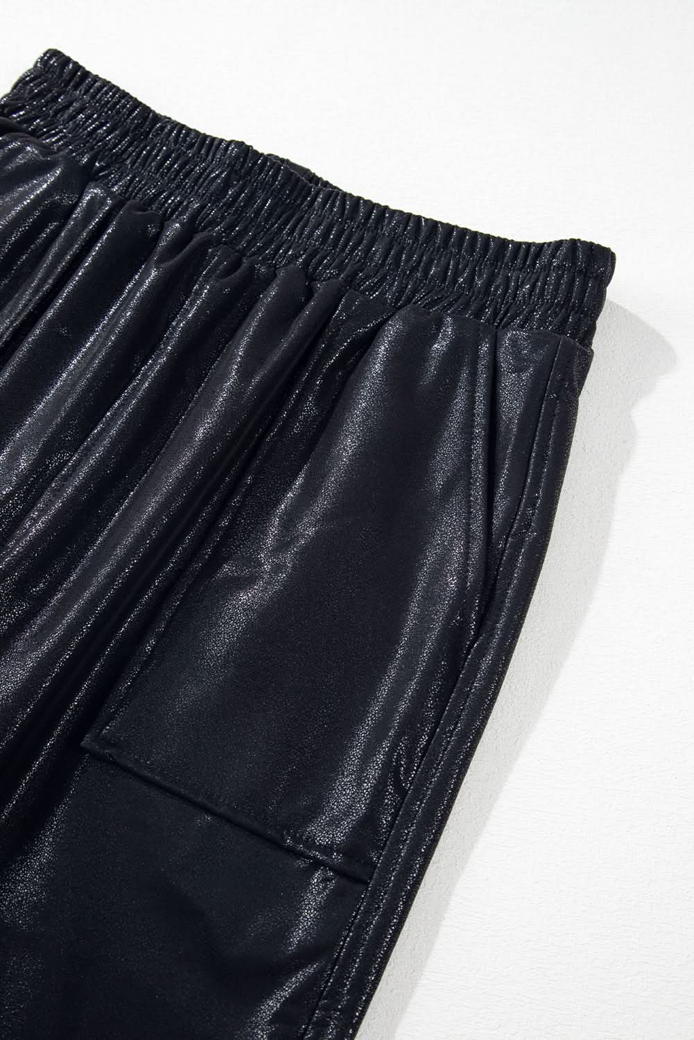 Trendy high-waisted black joggers - Love Salve