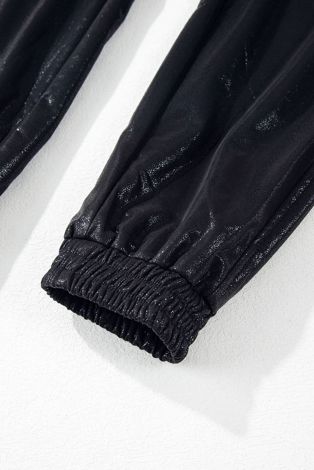 Trendy high-waisted black joggers - Love Salve