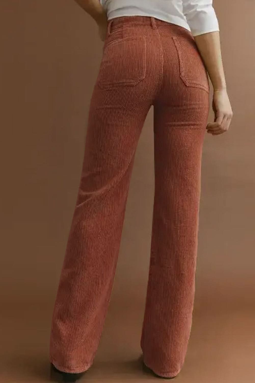 Chic brown high-waisted corduroy pants - Love Salve