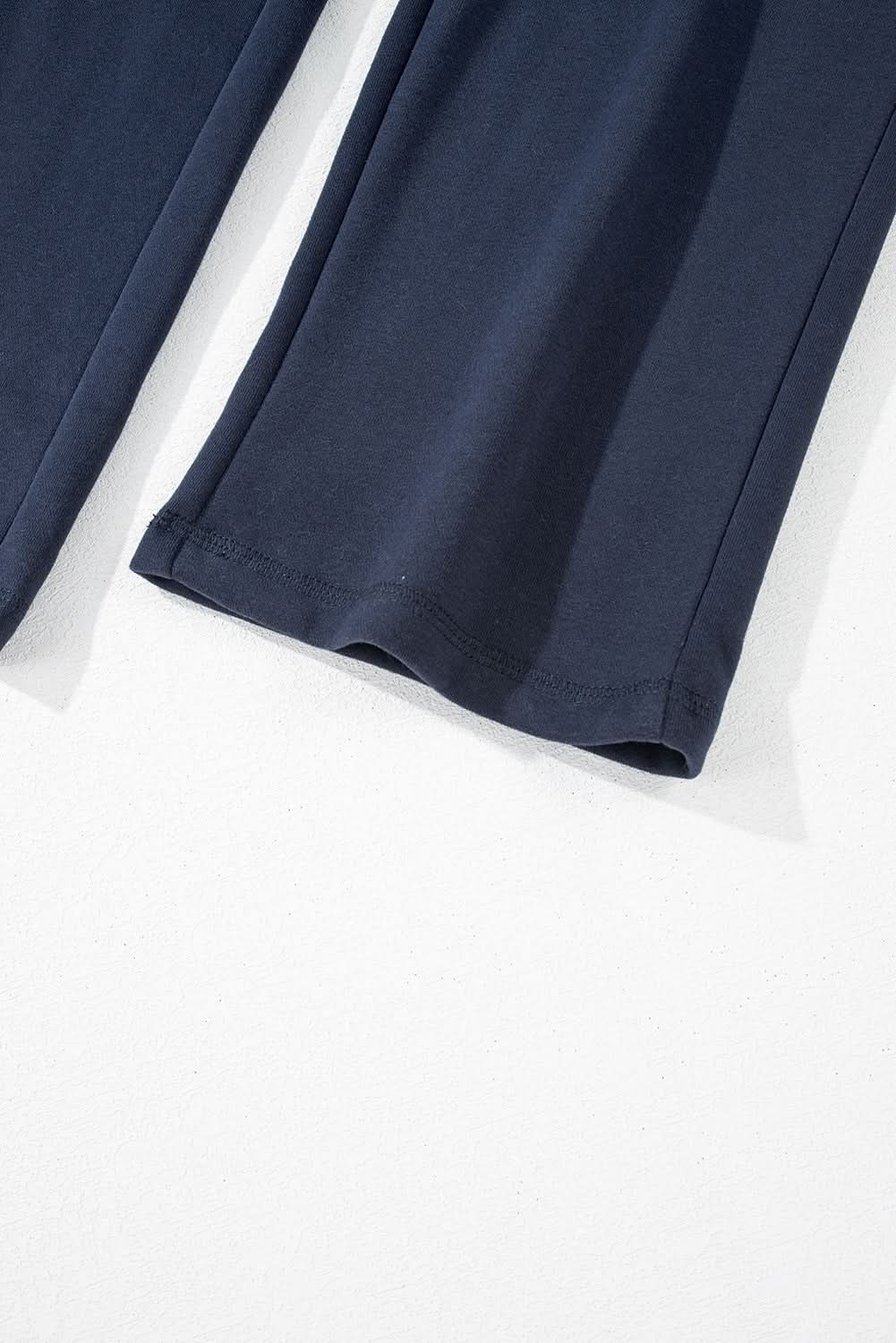 Navy blue fleece pants with drawstring - Love Salve
