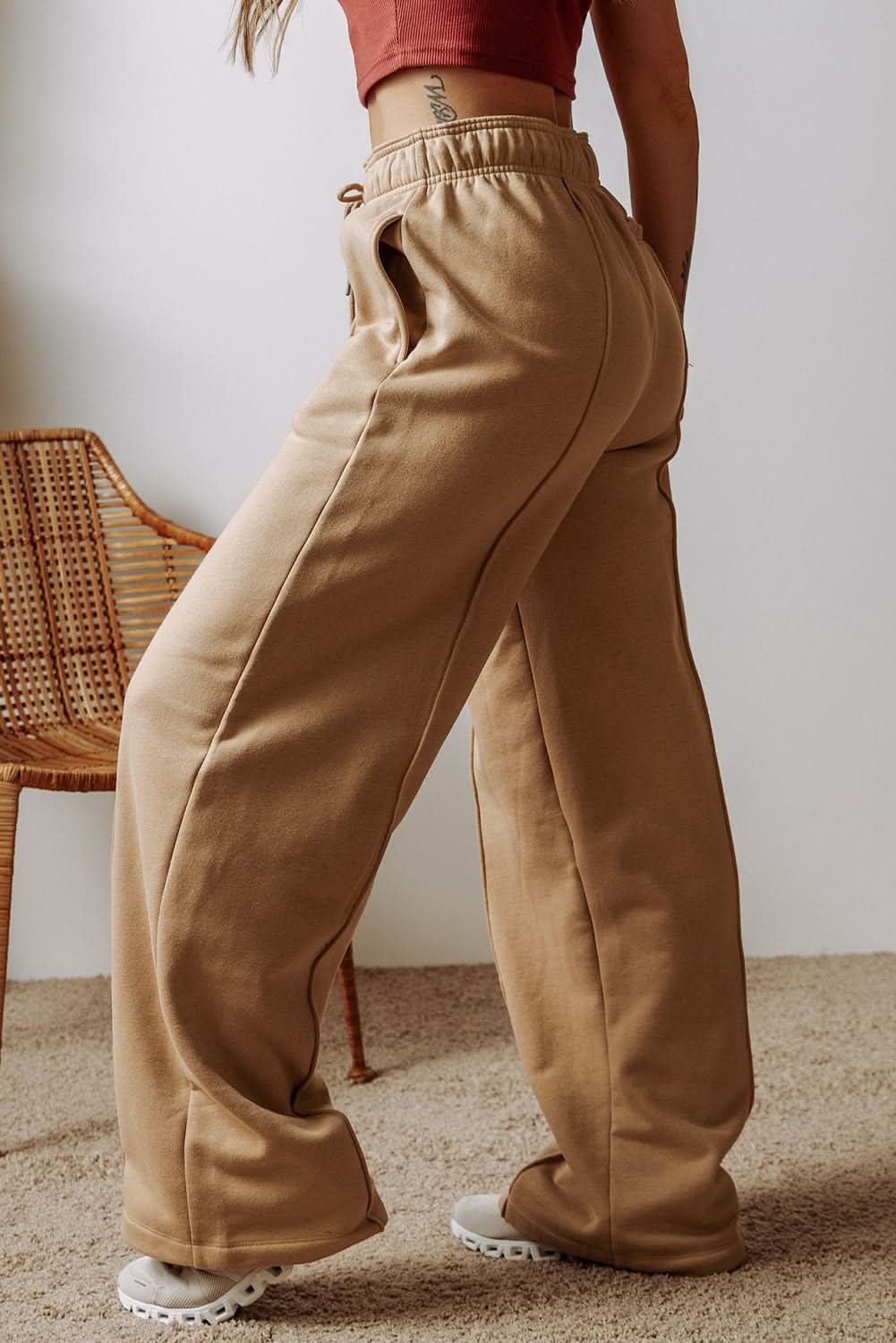 Trendy smoke gray wide leg pants - Love Salve
