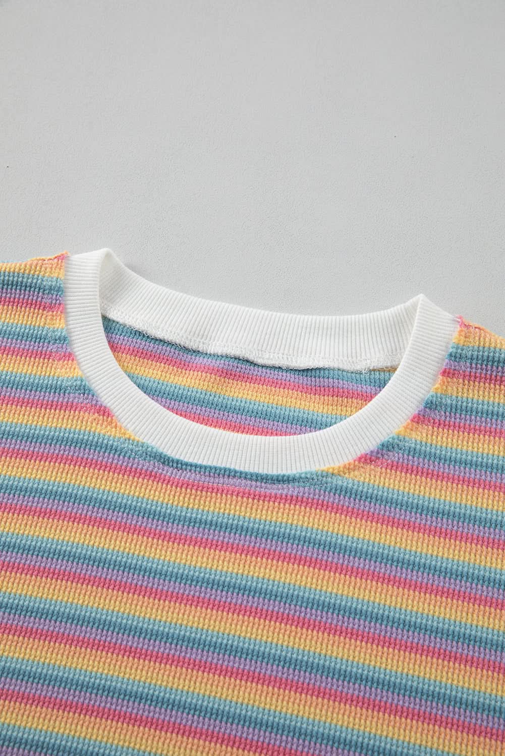 Chic pink striped tee & tassel shorts set - Love Salve