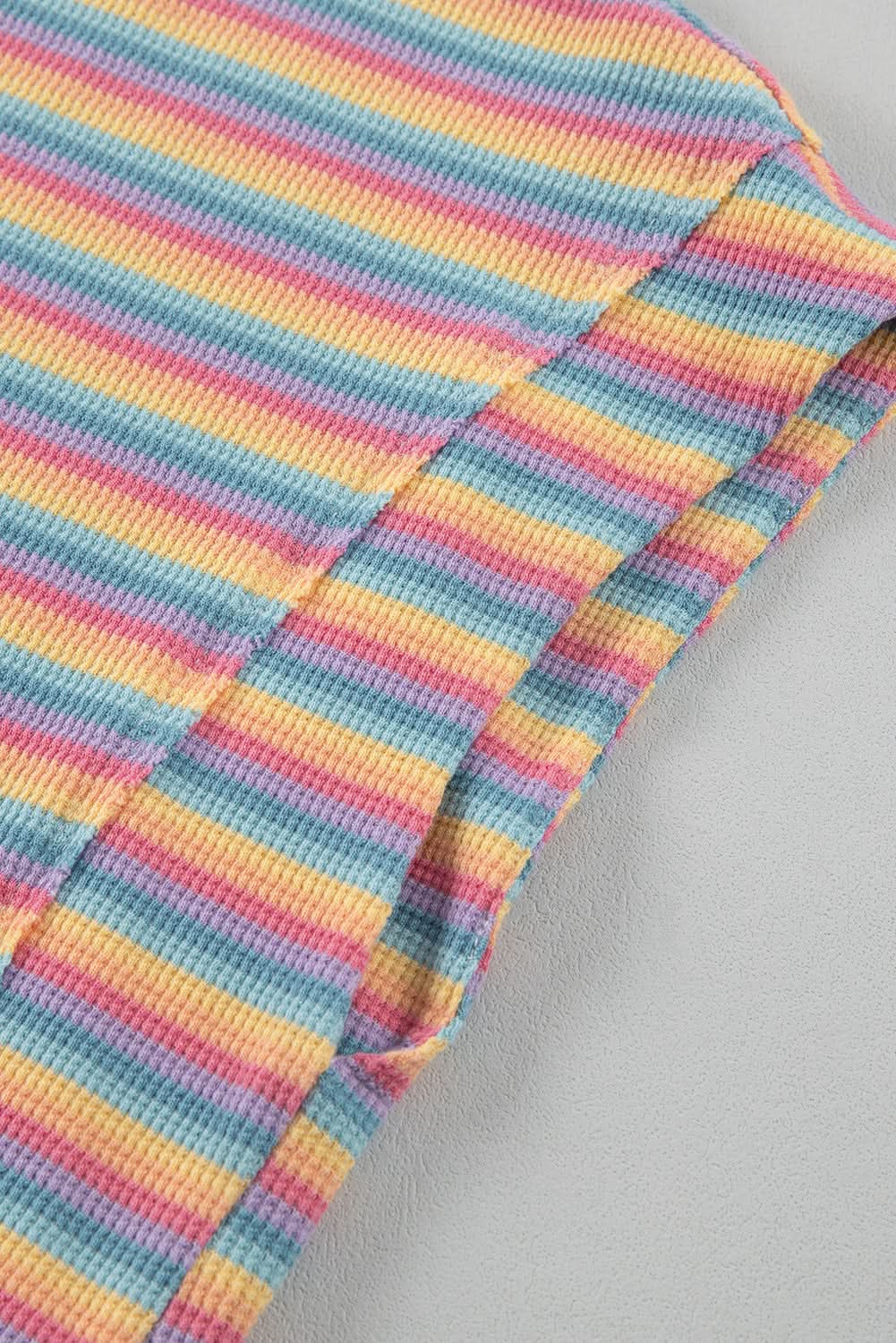 Chic pink striped tee & tassel shorts set - Love Salve