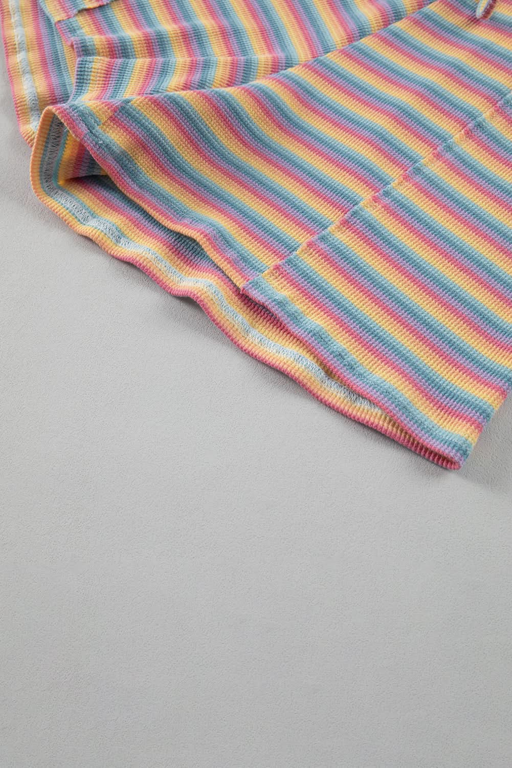 Chic pink striped tee & tassel shorts set - Love Salve