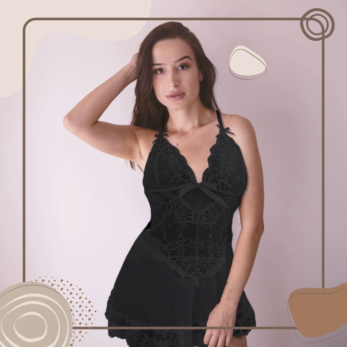 Love Salve Lingerie Lace Nightgown Dress – Babydoll Sleeveless See Through Sleepwear - Love Salve