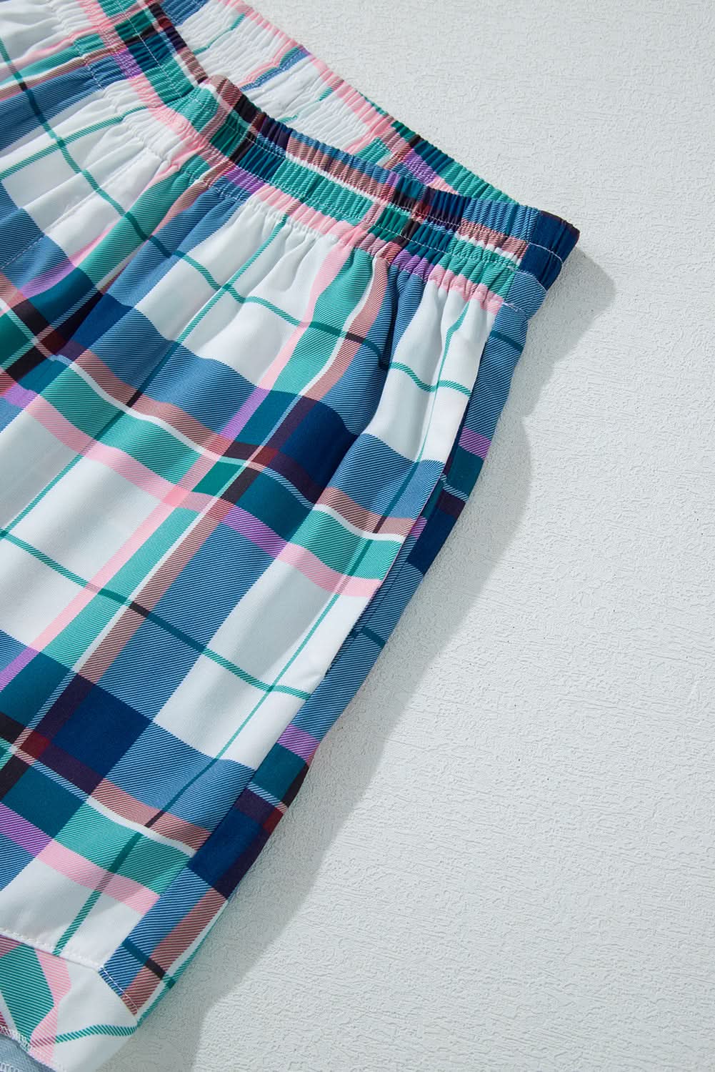 Chic blue plaid loungewear set - Love Salve