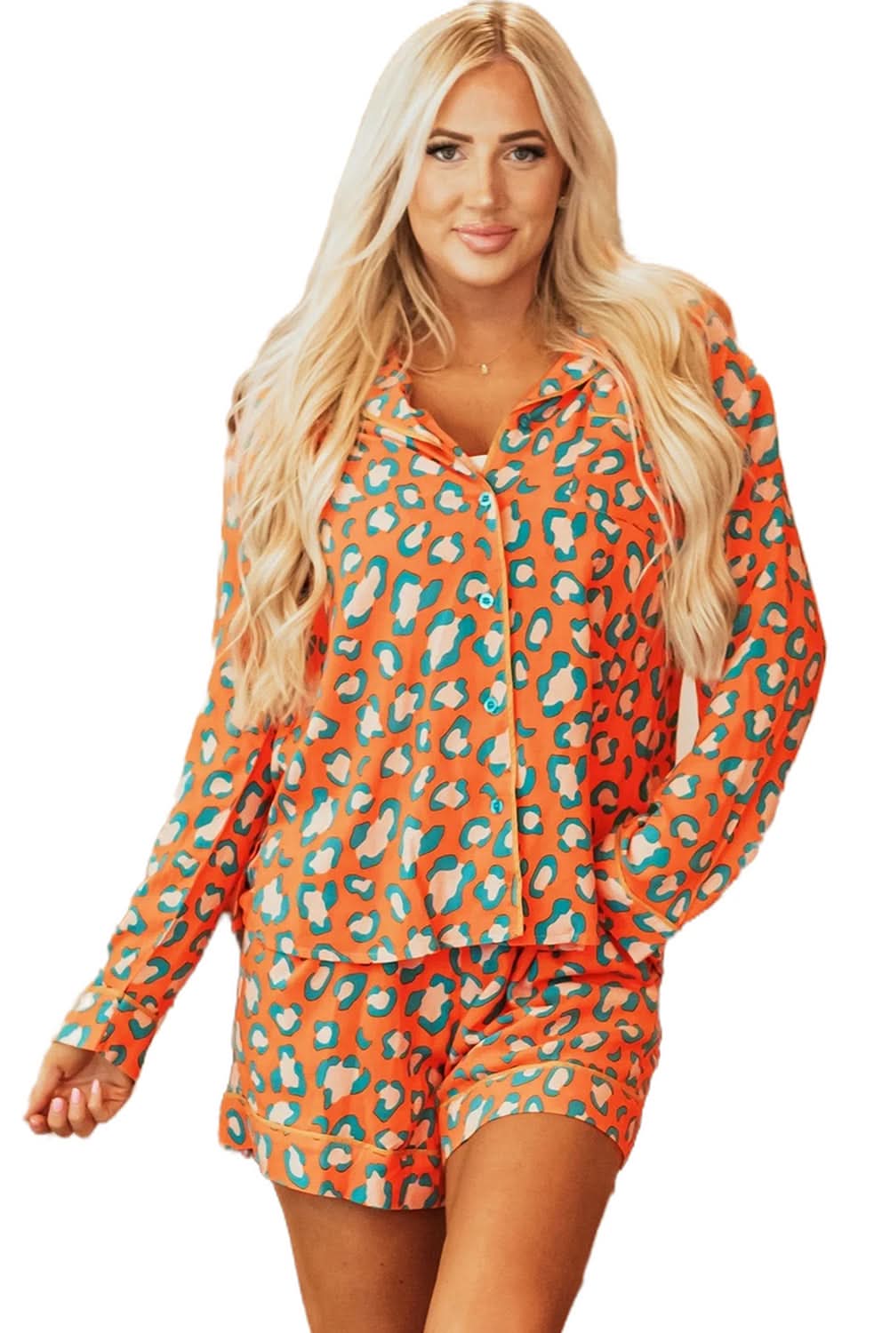 Leopard Print Orange Loungewear Set - Love Salve