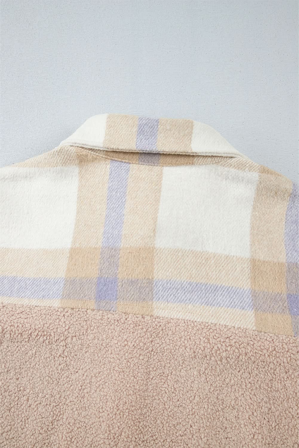 Chic smoke gray plaid sherpa coat - Love Salve