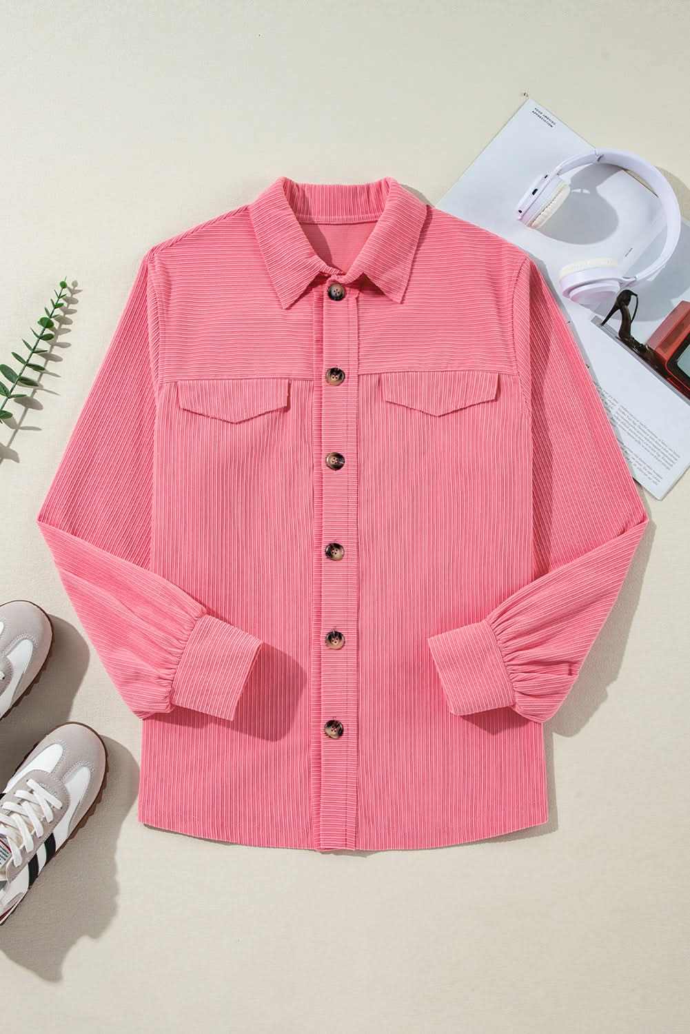 Bonbon corduroy button-up shacket - Love Salve