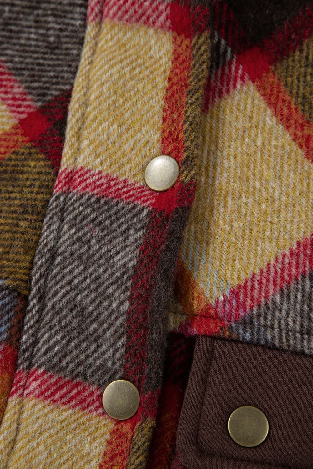 Brown Plaid Jacket with Pockets - Love Salve