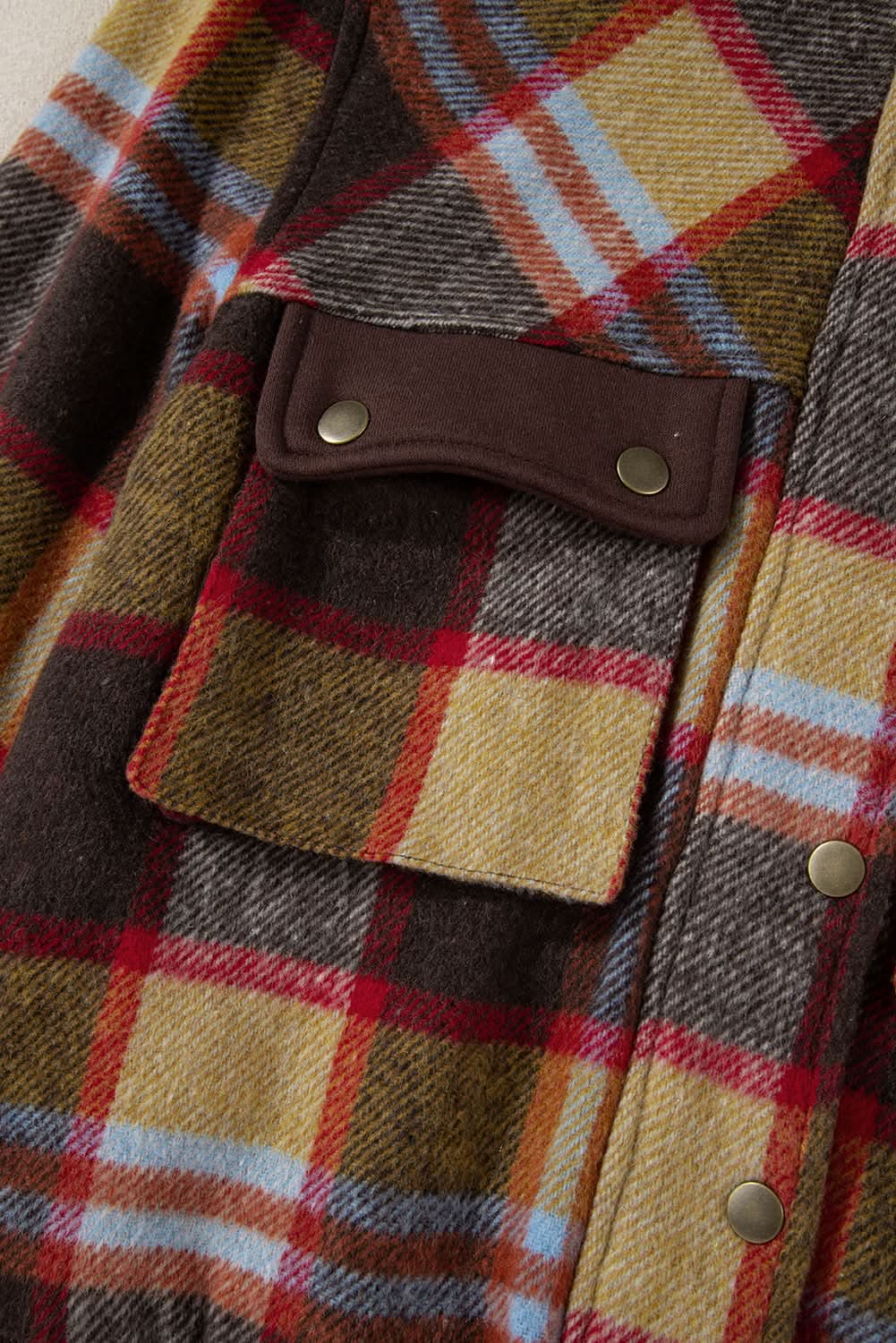 Brown Plaid Jacket with Pockets - Love Salve