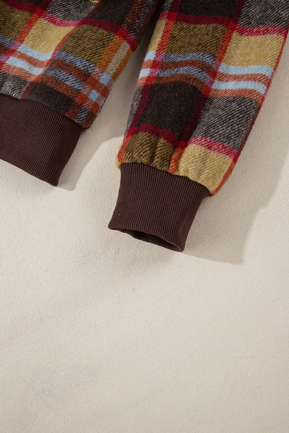 Brown Plaid Jacket with Pockets - Love Salve
