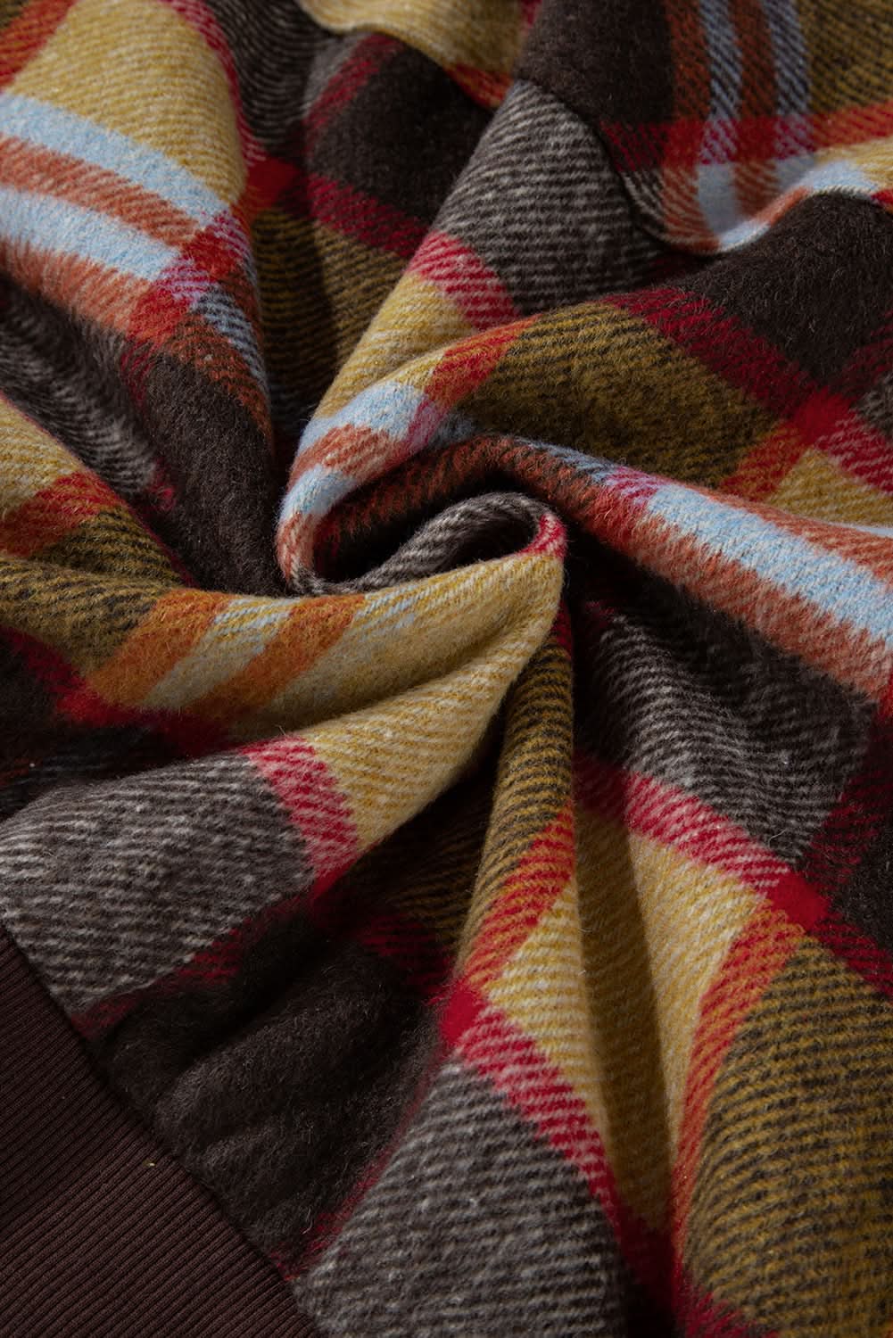 Brown Plaid Jacket with Pockets - Love Salve