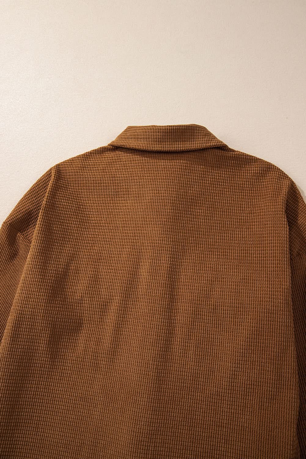 Brown textured shacket with pockets - Love Salve