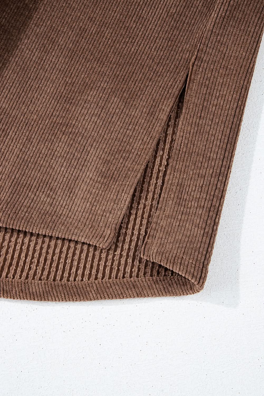 Cozy chestnut corduroy shacket - Love Salve