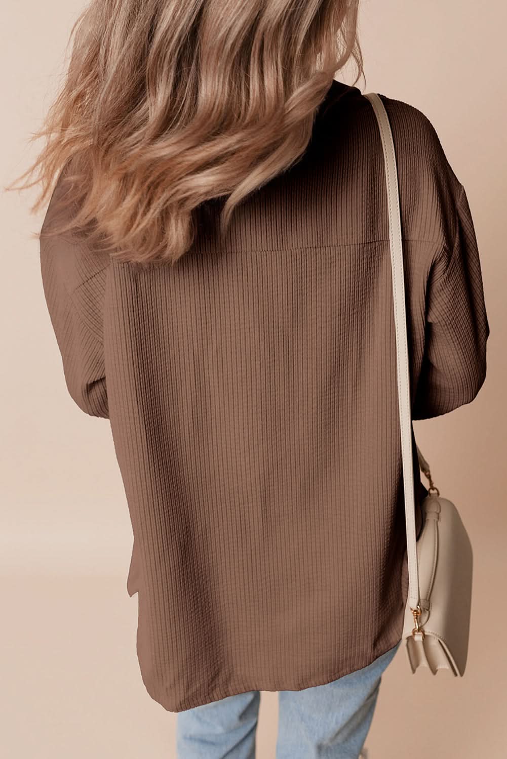 Cozy chestnut corduroy shacket - Love Salve