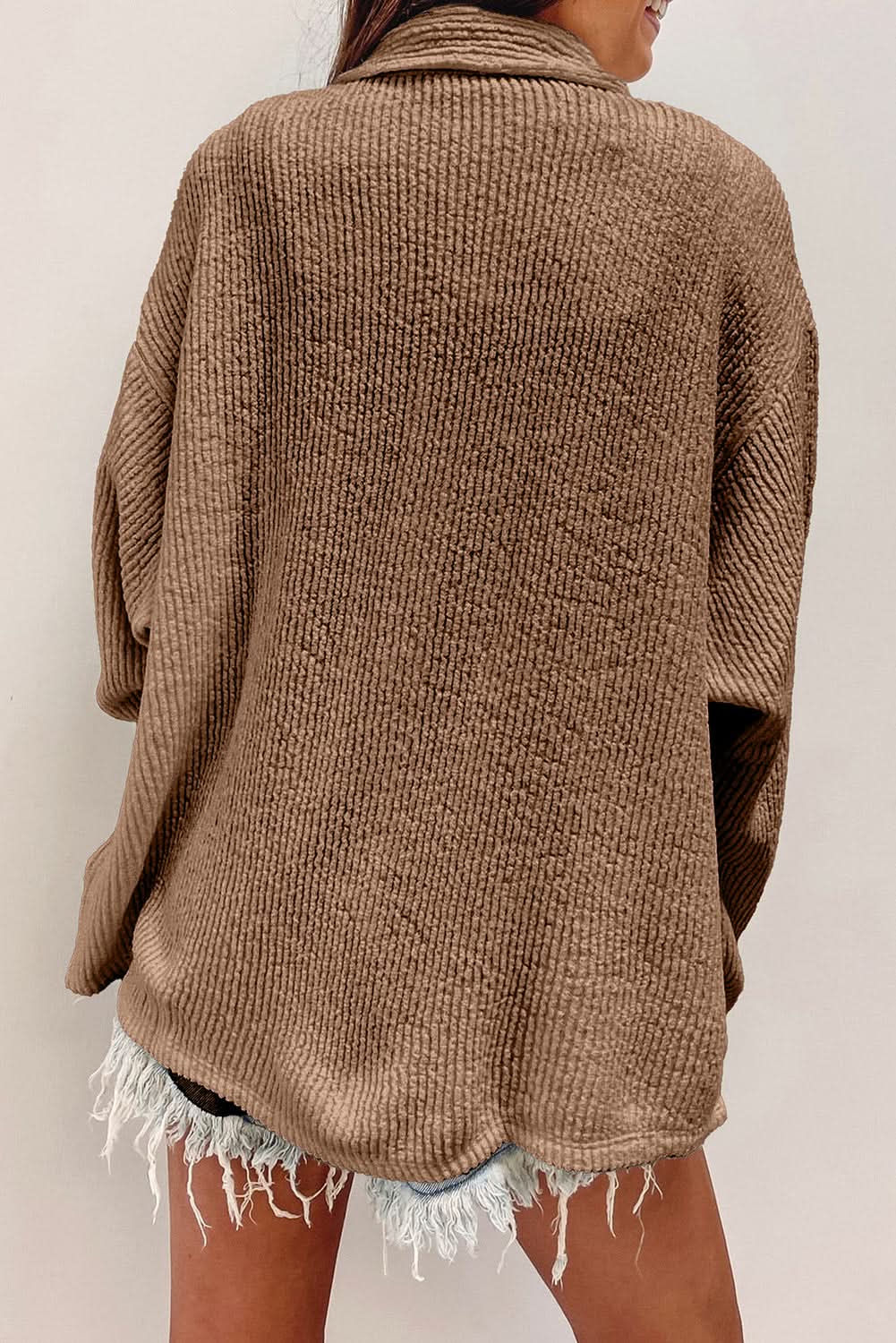 Dark khaki corduroy shacket - Love Salve