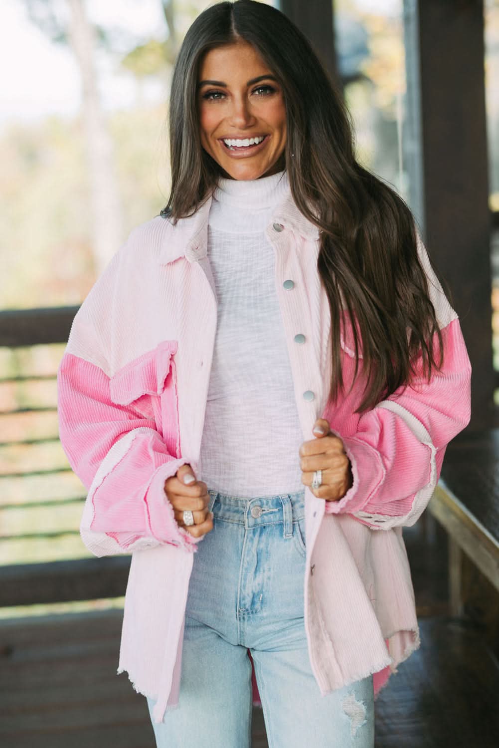 Delicacy two-tone corduroy shacket - Love Salve