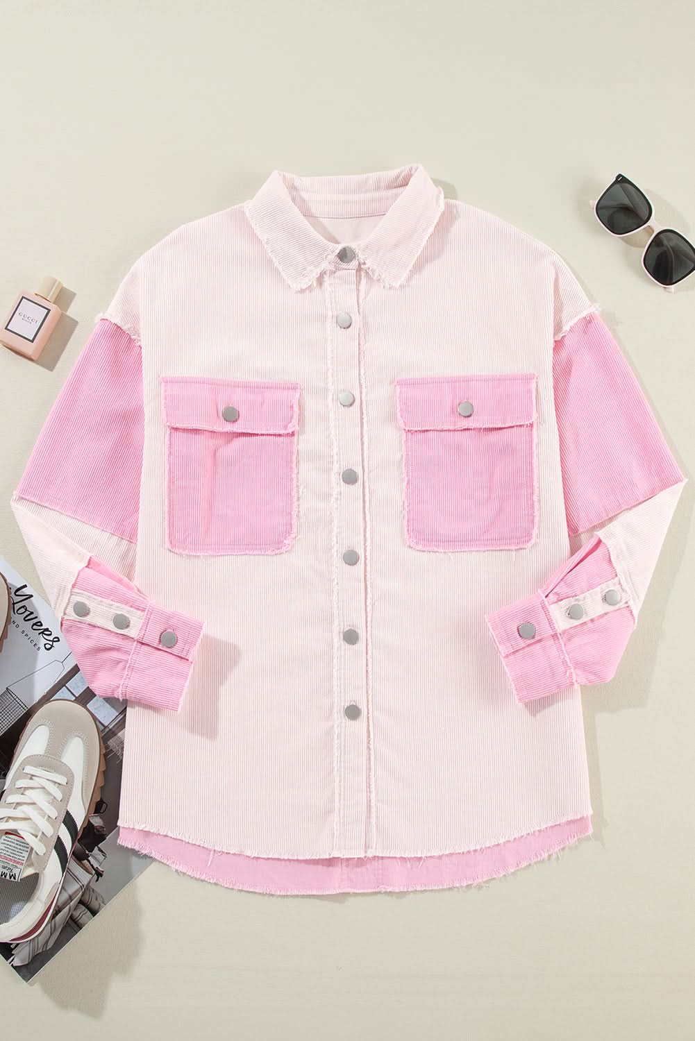 Delicacy two-tone corduroy shacket - Love Salve