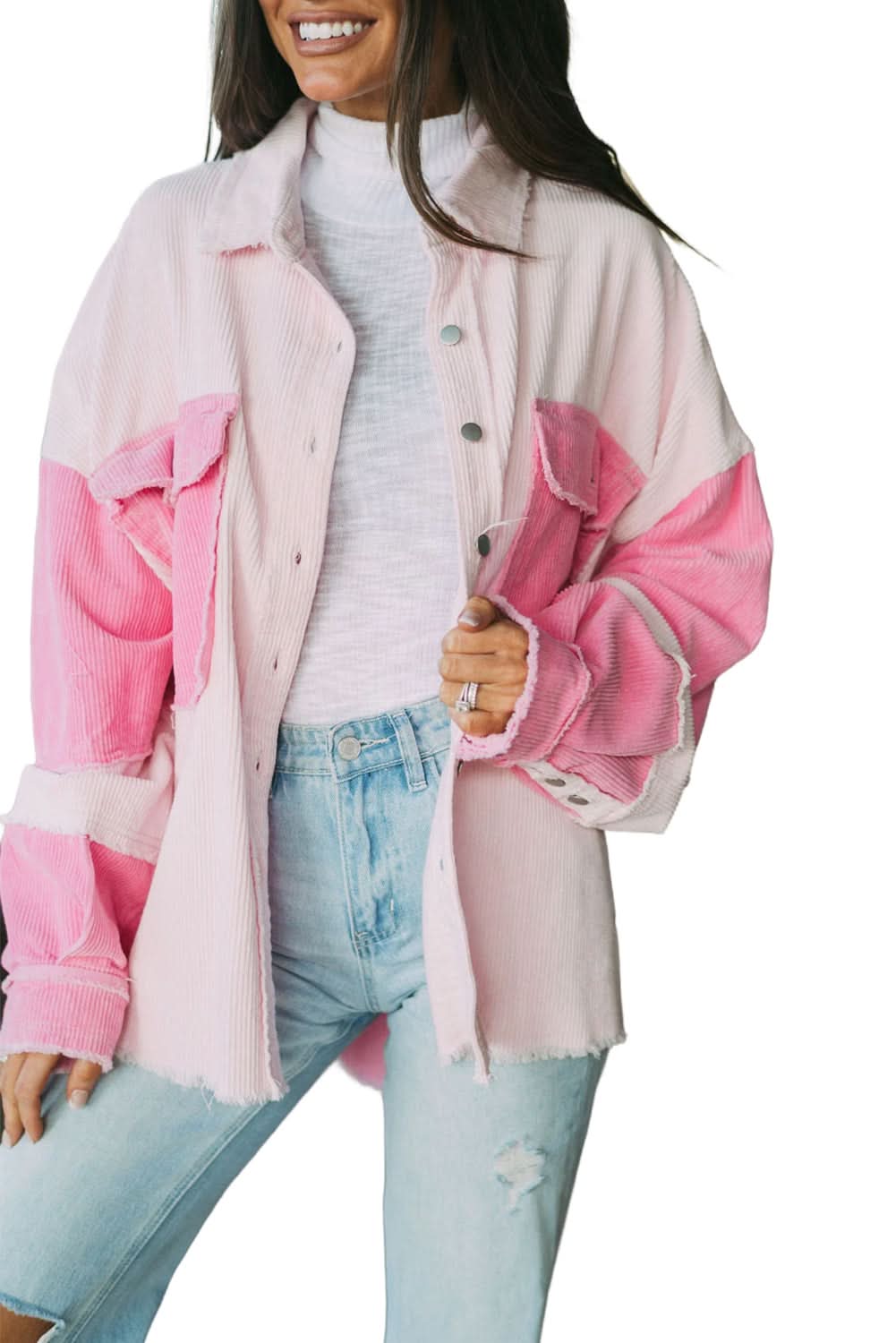 Delicacy two-tone corduroy shacket - Love Salve