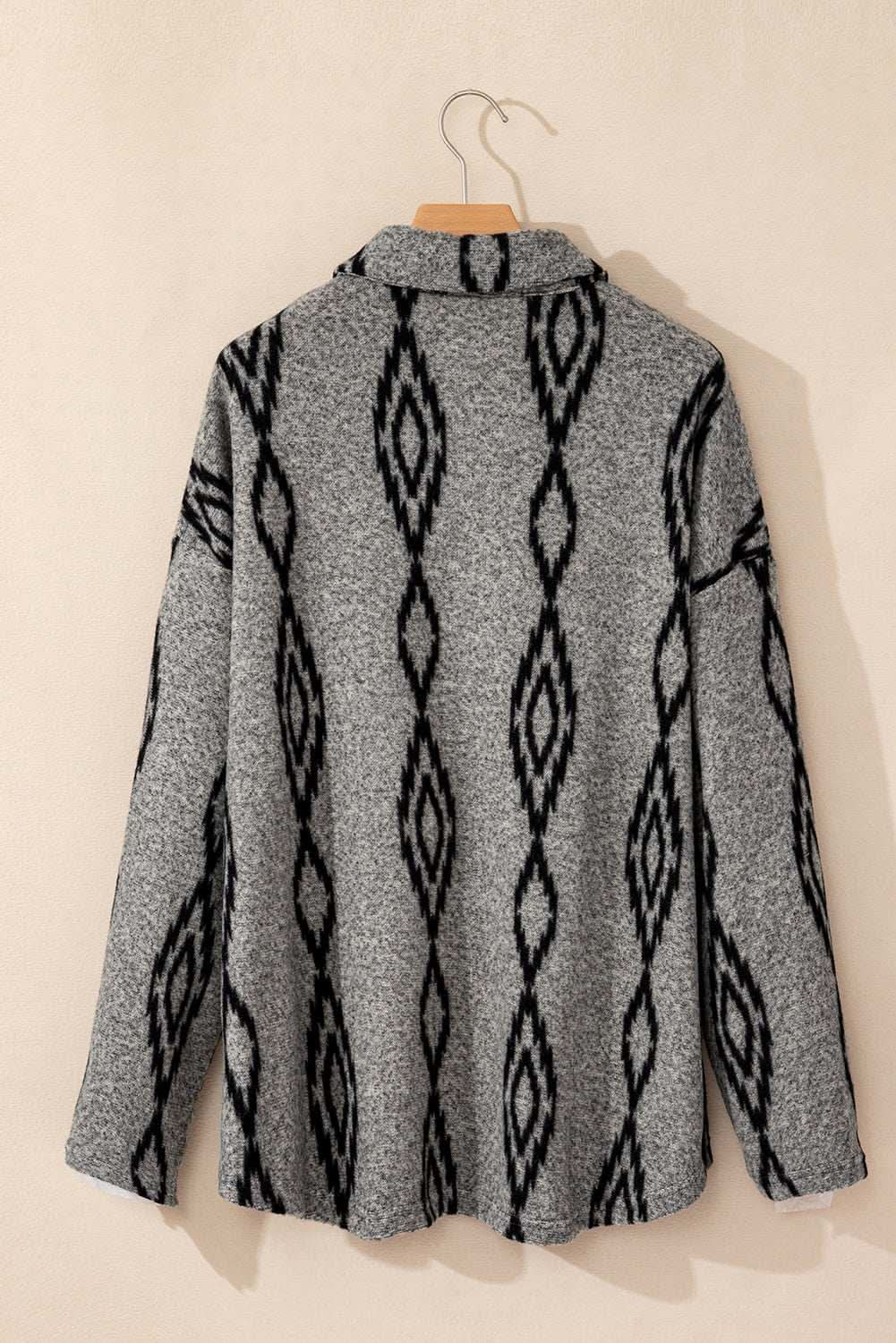 Gray Aztec pocket shacket - relaxed fit - Love Salve