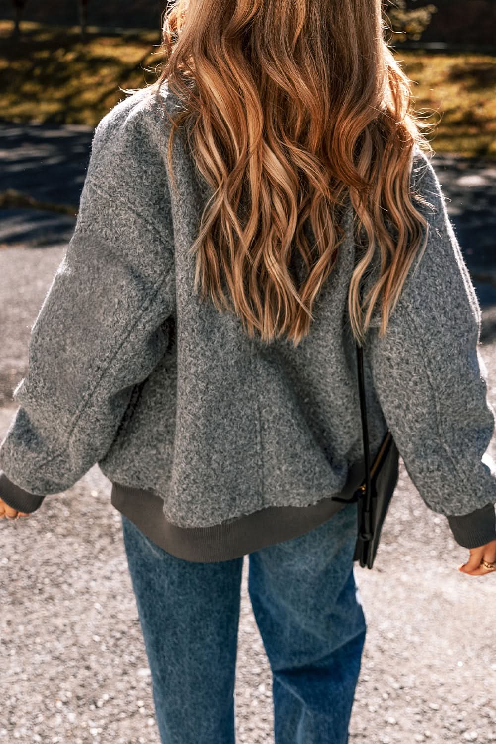 Chic medium grey fuzzy jacket - Love Salve