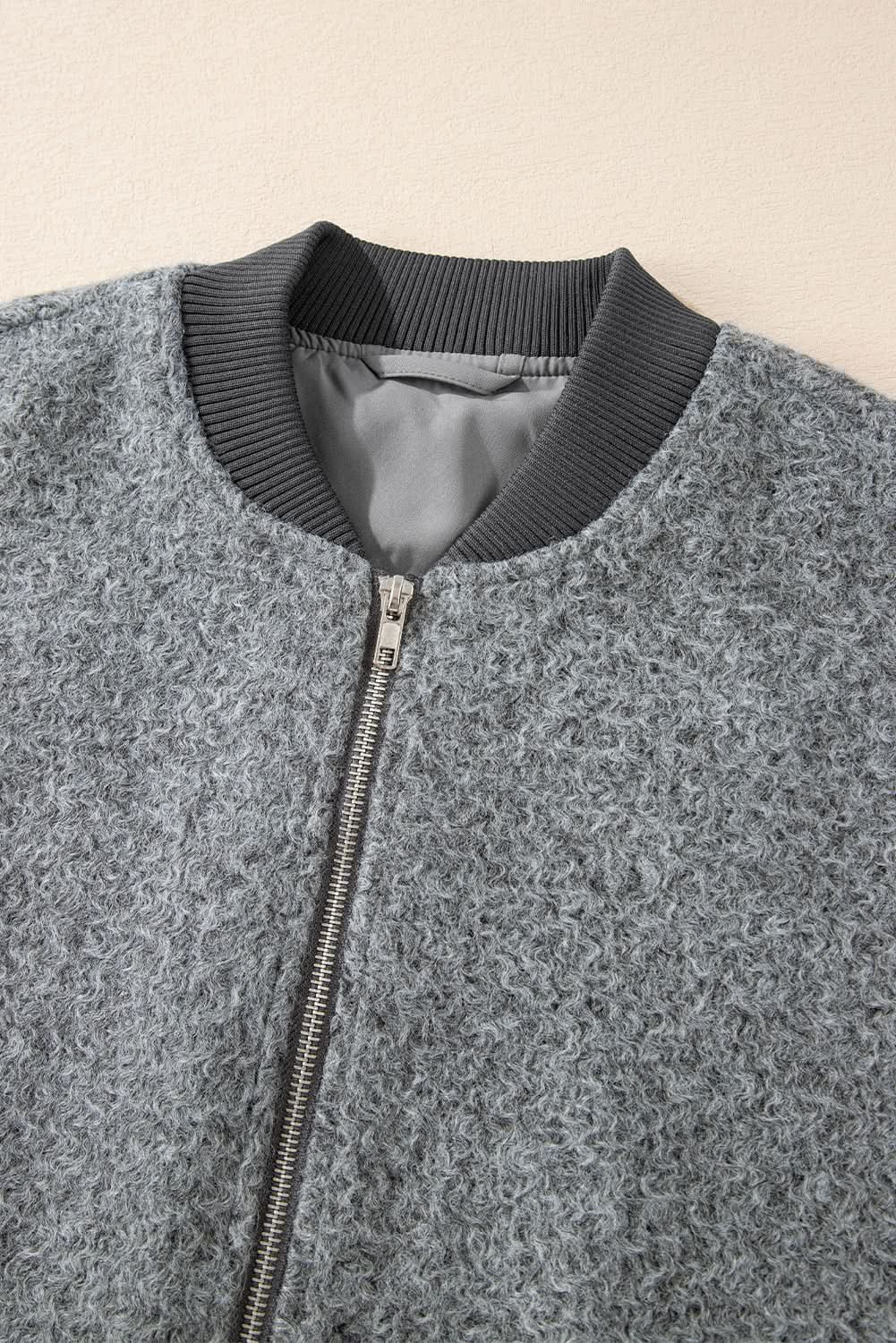 Chic medium grey fuzzy jacket - Love Salve