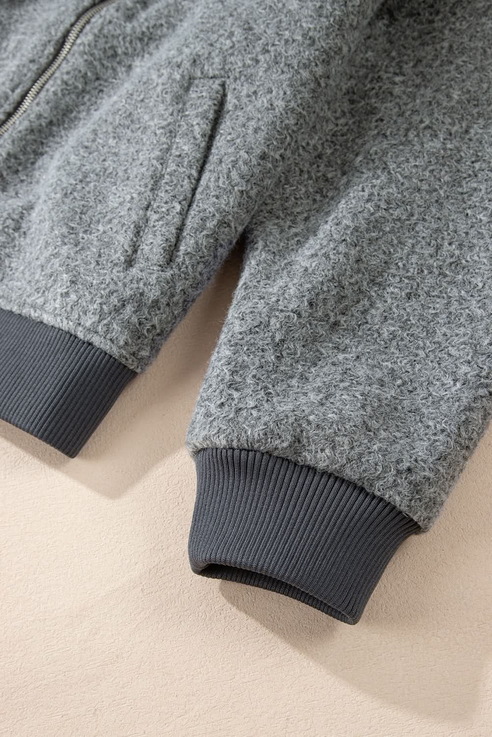 Chic medium grey fuzzy jacket - Love Salve