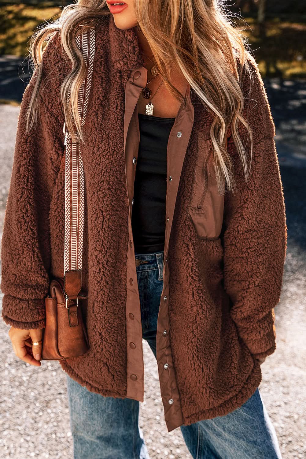 Cozy red teddy bear jacket - Love Salve