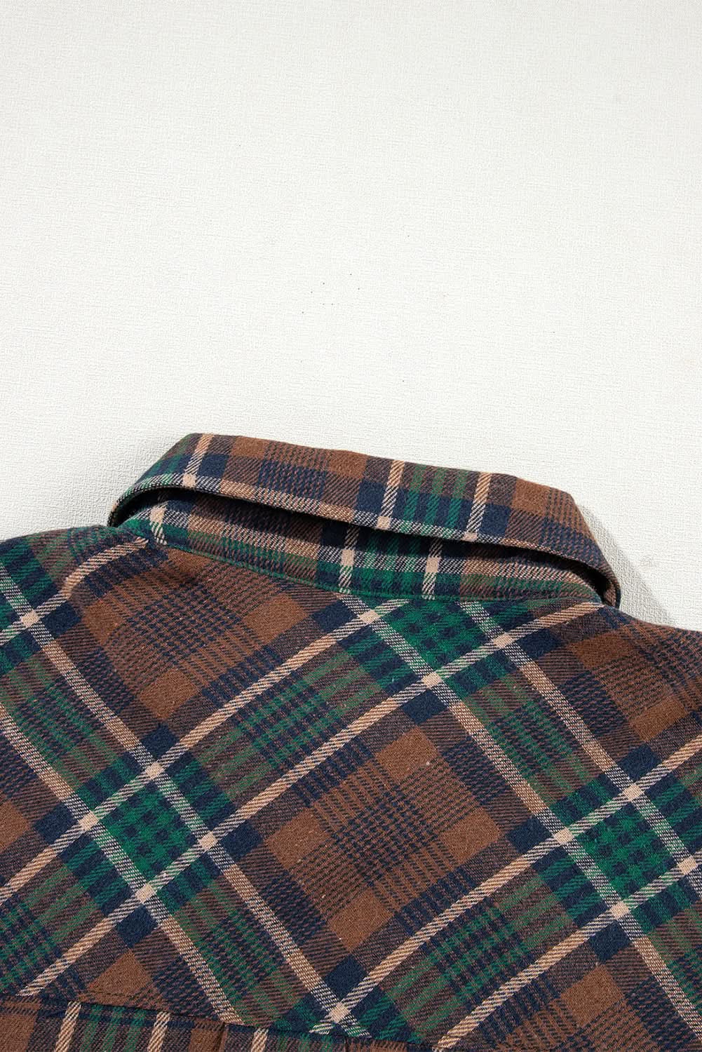 Brown plaid shacket with pockets - Love Salve