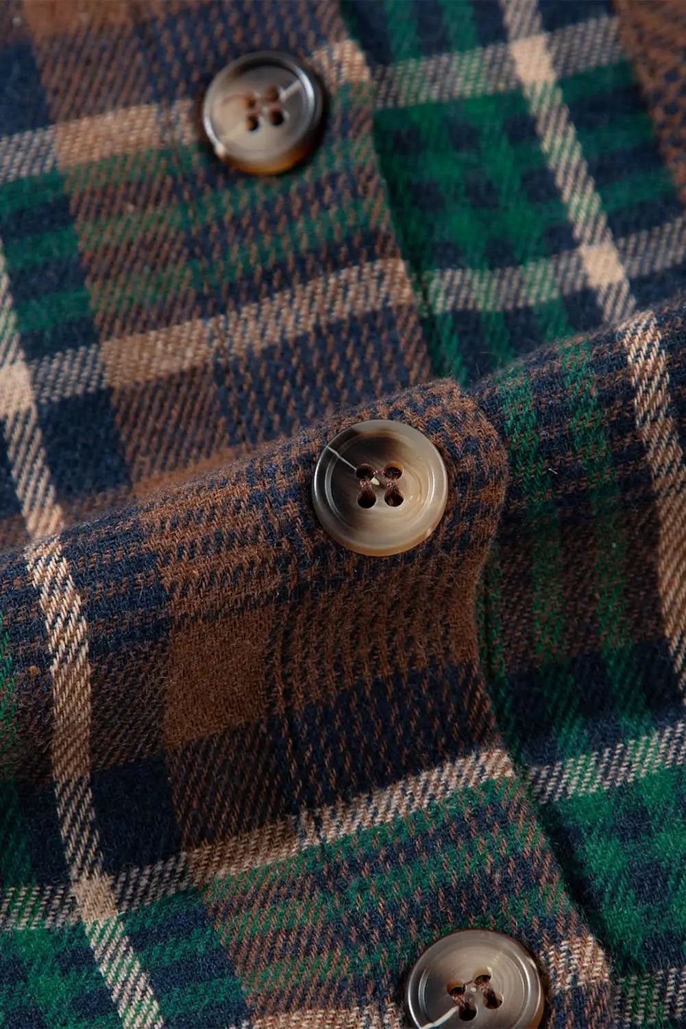 Brown plaid shacket with pockets - Love Salve