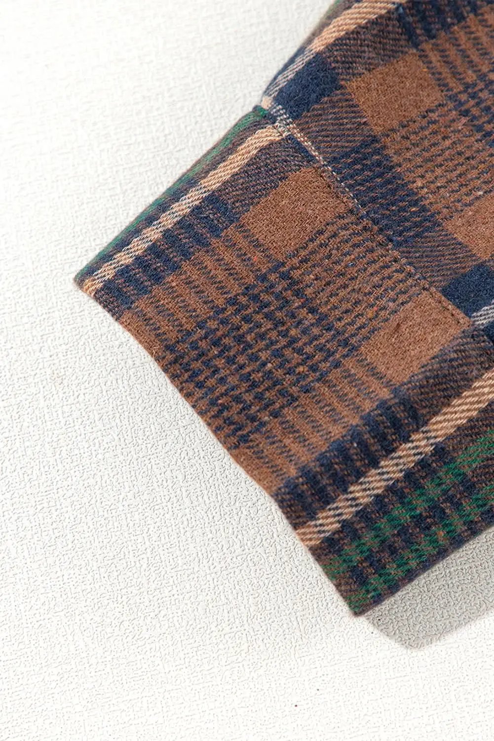 Brown plaid shacket with pockets - Love Salve