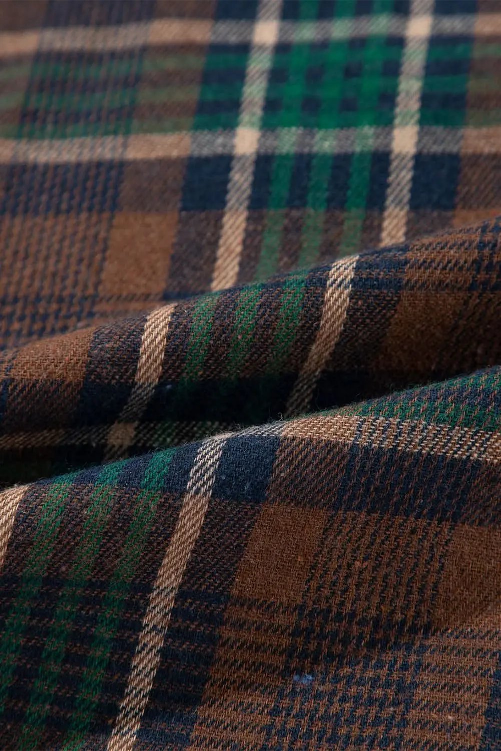 Brown plaid shacket with pockets - Love Salve